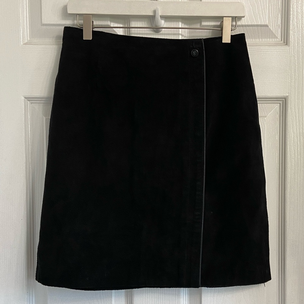 Marsh Landing Suede Leather Pencil Skirt Size 10 Black Short Bohemian